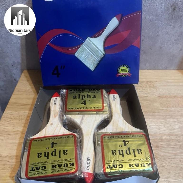 

baru kuas cat gagang kayu 4 inch - 1 lusin / 12 pcs - kuas tembok murah grosir