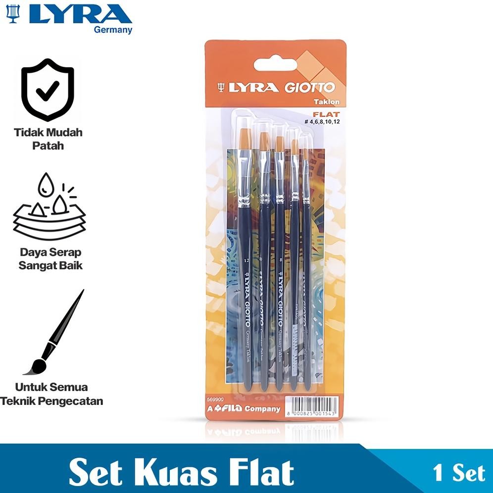 

baru lyra set kuas lukis taklon flat brush 1 kotak peralatan menggambar lyr-569900
