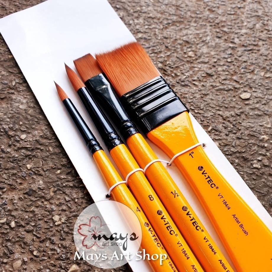 

baru v-tec kuas lukis isi 4 vt-184 | brush besar sedang artist cat air/akrilik