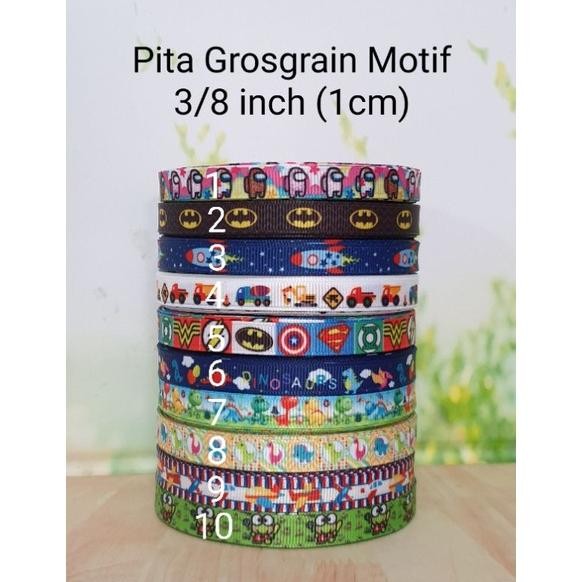 

Pita Grosgrain 3/8 inch (1cm) 20 yard Among Us Batman Car Dinosaurus MURAH