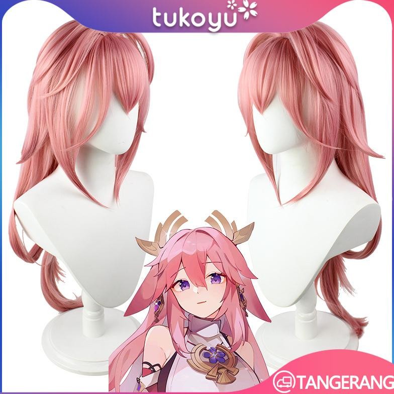 Wig Cosplay Yae Miko/Genshin Wig/Cosplay Pink Wig/Rambut Palsu Anime MURAH