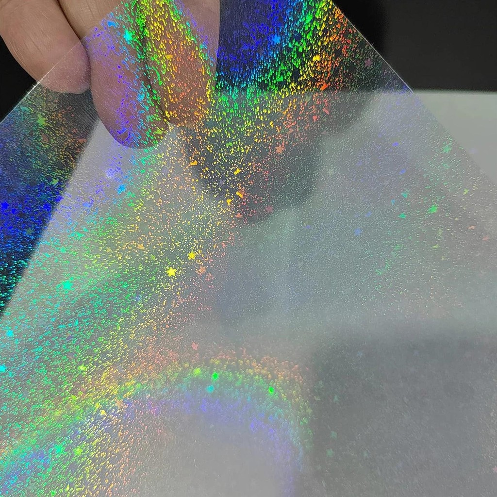 

50 Sheets Sand Stars Holographic Sticker Paper Glitter Clear Holographic Overlay Cold Laminating Film Self Adhesive Art Supplies