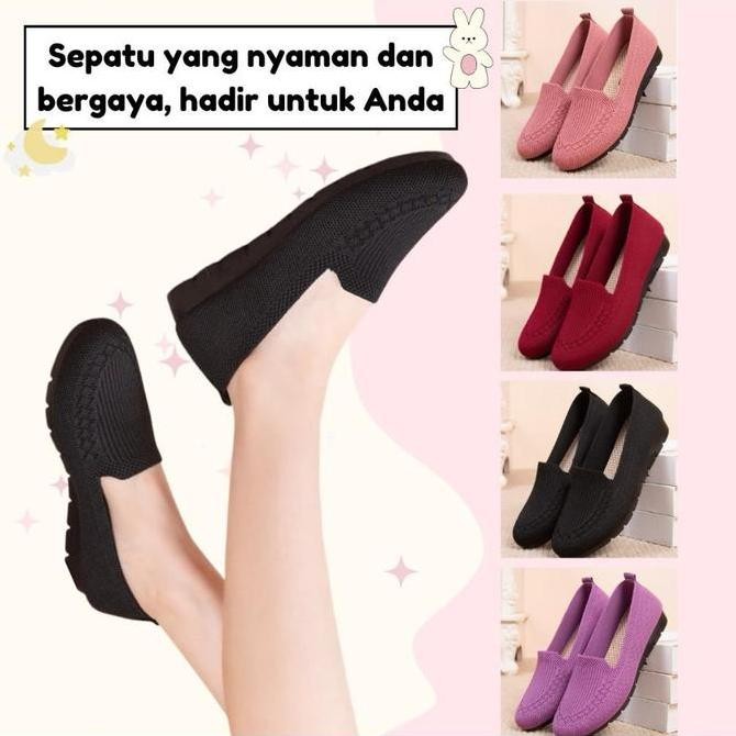 LVR  LV0248 Sepatu Flatshoes Wanita Sepatu Sneaker Wanita Sol Hitam Karet Fashion Pria Dan Wanita Tr