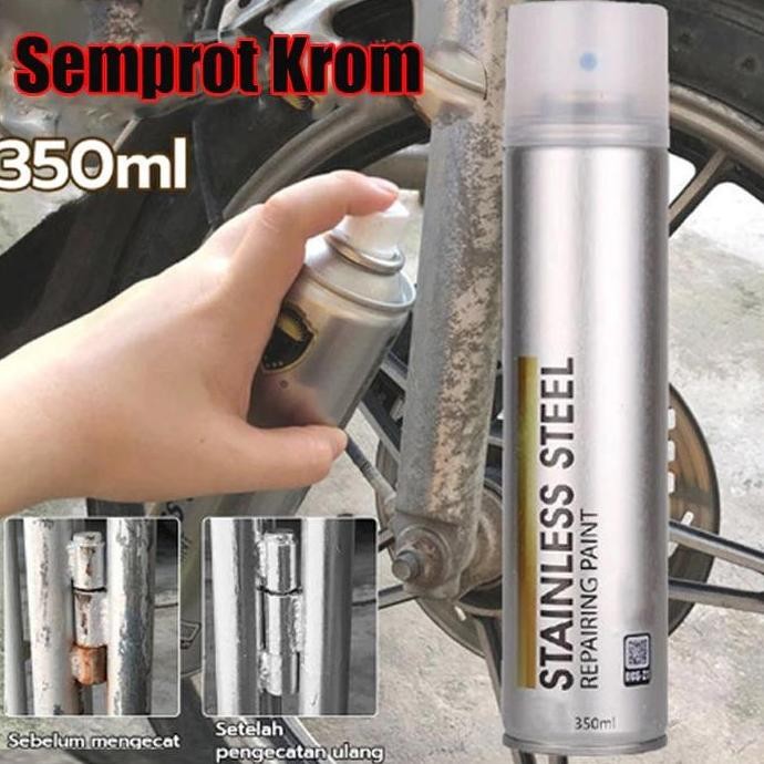 Cat Semprot Chrome 350ml Chrome Spray Pain Warna Chrome Krum Stainless Automotive Metallic Paint Chr