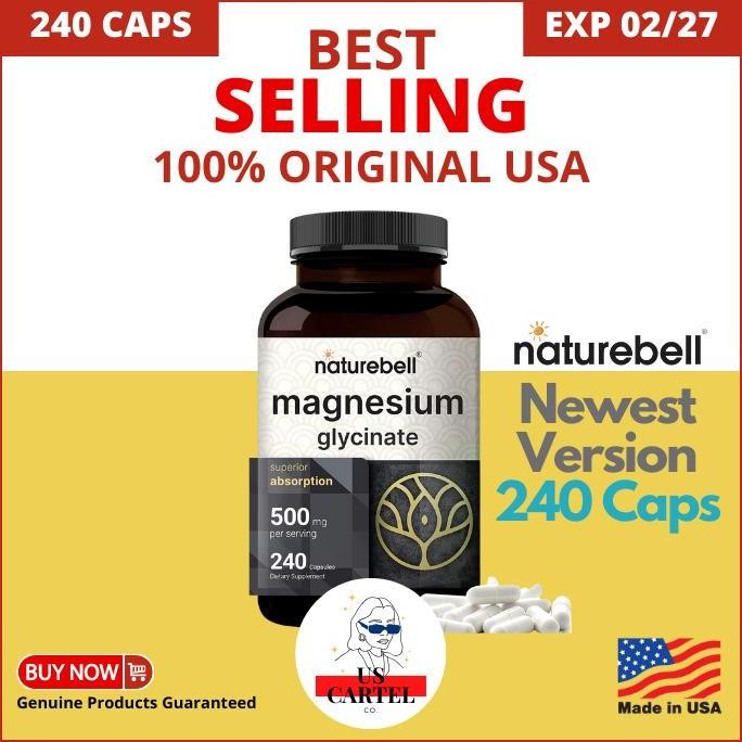 Naturebell Magnesium Glycinate 500Mg 240 Capsules