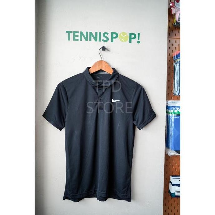 PROMO Baju Tennis Nike Court Men Dri Fit Polo Shirt - Black