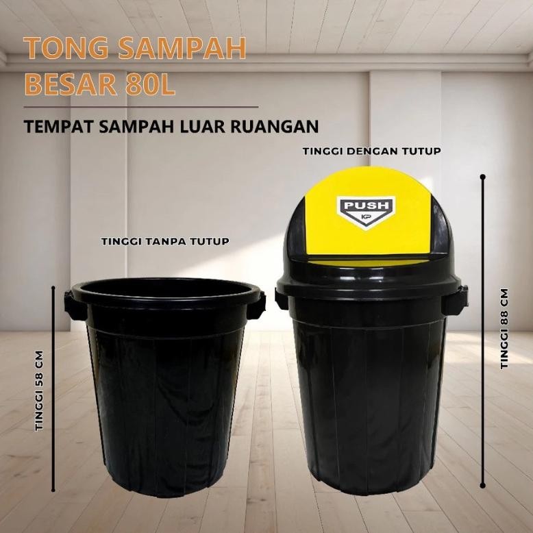 Tong Sampah Besar 80L - Tempat Sampah Besar Jumbo Luar Ruangan Oitdoor Indor Dalam Kotak Bak Timba T