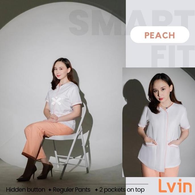 Baju Seragam Suster Lvin New Classic Putih  / Seragam Suster Lengan Pendek  / seragam klinik oka / s