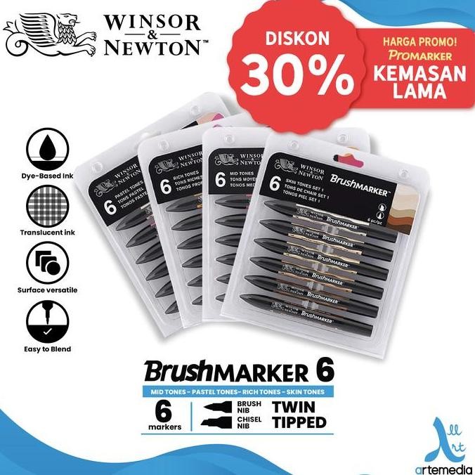 

Sale Brush Marker Winsor & Newton Promarker Brush Pen Set 6 Dual Point