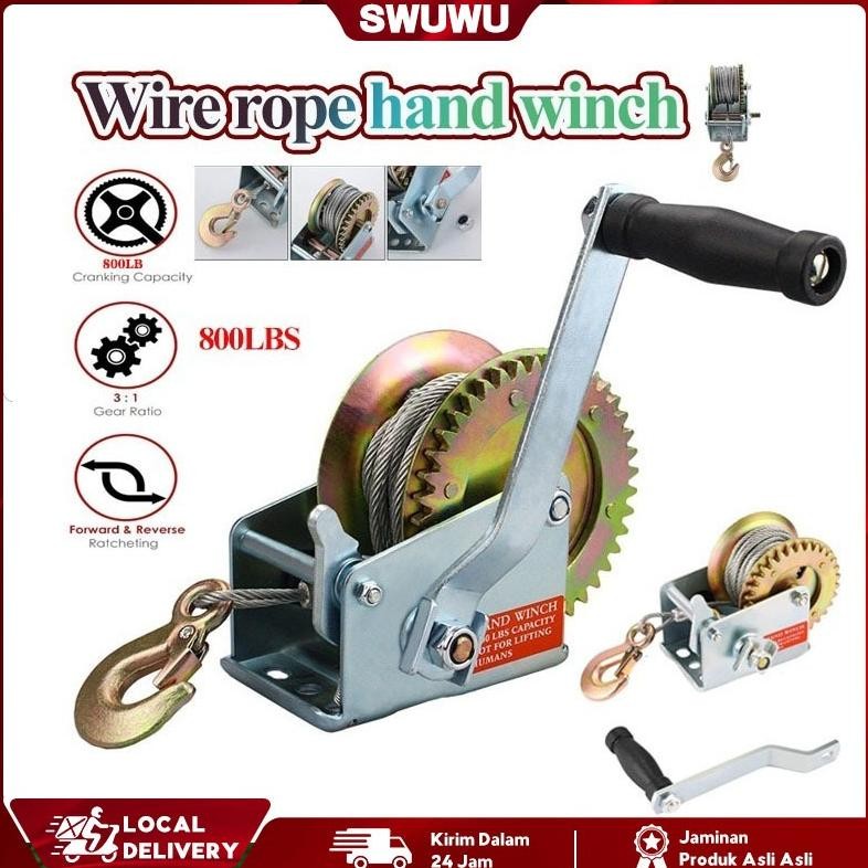 800LBS Wire Rope Hand Winch Kualitas Tinggi Hand WinchHand Winch / Boat Winch / Katrol Manual
