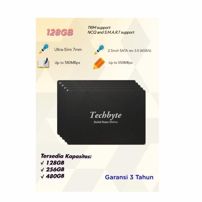 (Expert) Techbyte SSD 128GB NEW garansi resmi 3 tahun bukan 120GB