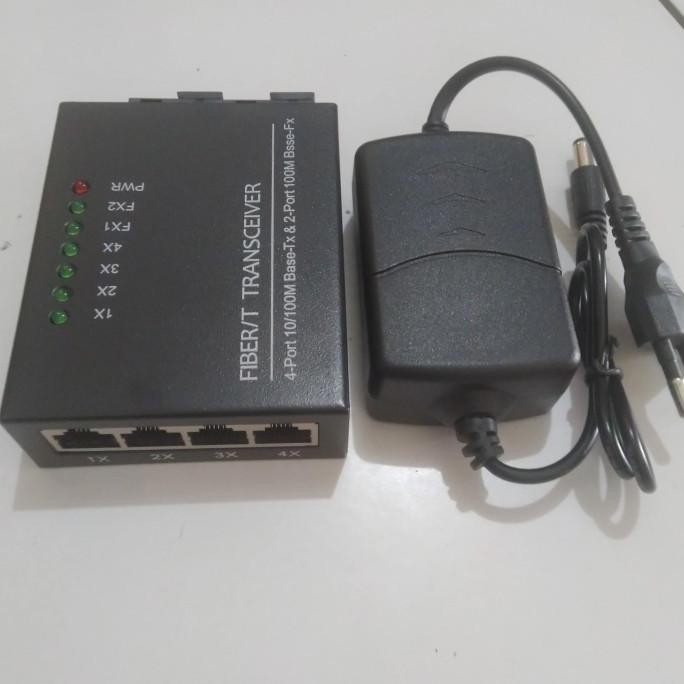 (Expert) Fiber Optic Switch Media Converter 2 SC 4 RJ45 - Pasangan HTB 3100