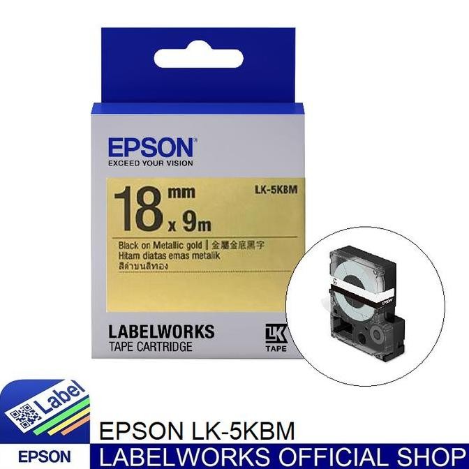 

Epson Label 18Mm Black On Gold 9M Labelworks Tape Cartridge Lk-5Kbm New Stok