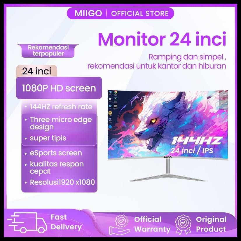 MIIGO- MONITOR, MONITOR GAME PROFESIONAL, MONITOR 24 INCI, TAMPILAN LENGKUNG, PANEL IPS, (144HZ/165H