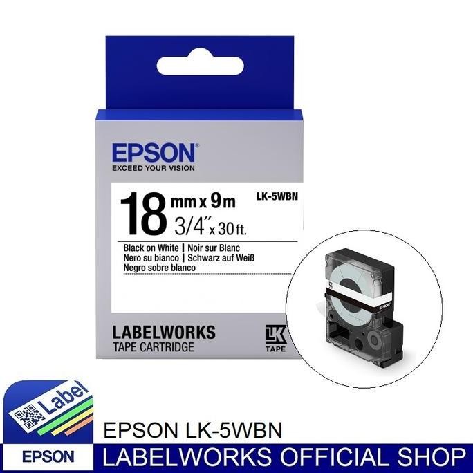 

Epson Label 18Mm Black On White 9M Labelworks Tape Cartridge Lk-5Wbn New Stok