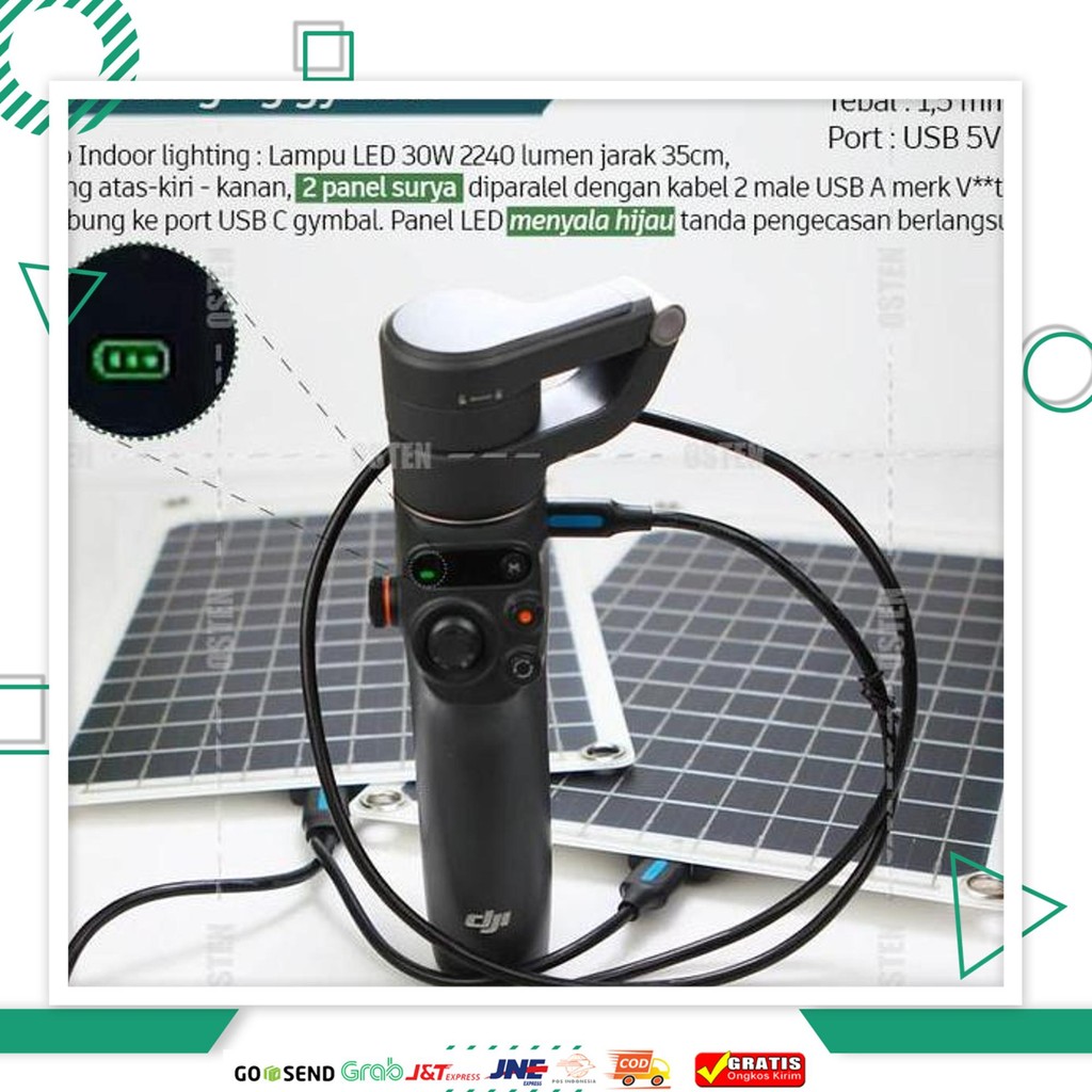 Solar Panel Monokristalin Lentur Flexible Ringan Tipis 10W / Hp Charger / Cas Ponsel Tenaga Surya Ma