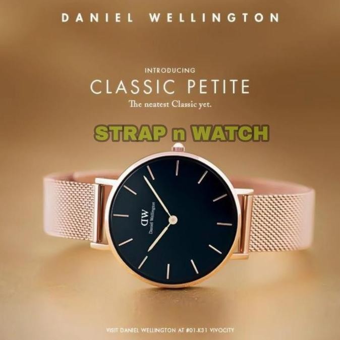 Jam Tangan Wanita DW Petite Melrose Black Original Rantai Fullset Promo