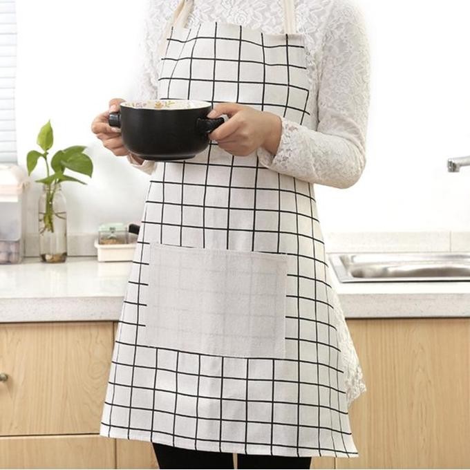|Expert| Apron Celemek Masak Dapur motif KOTAK kain katun koki