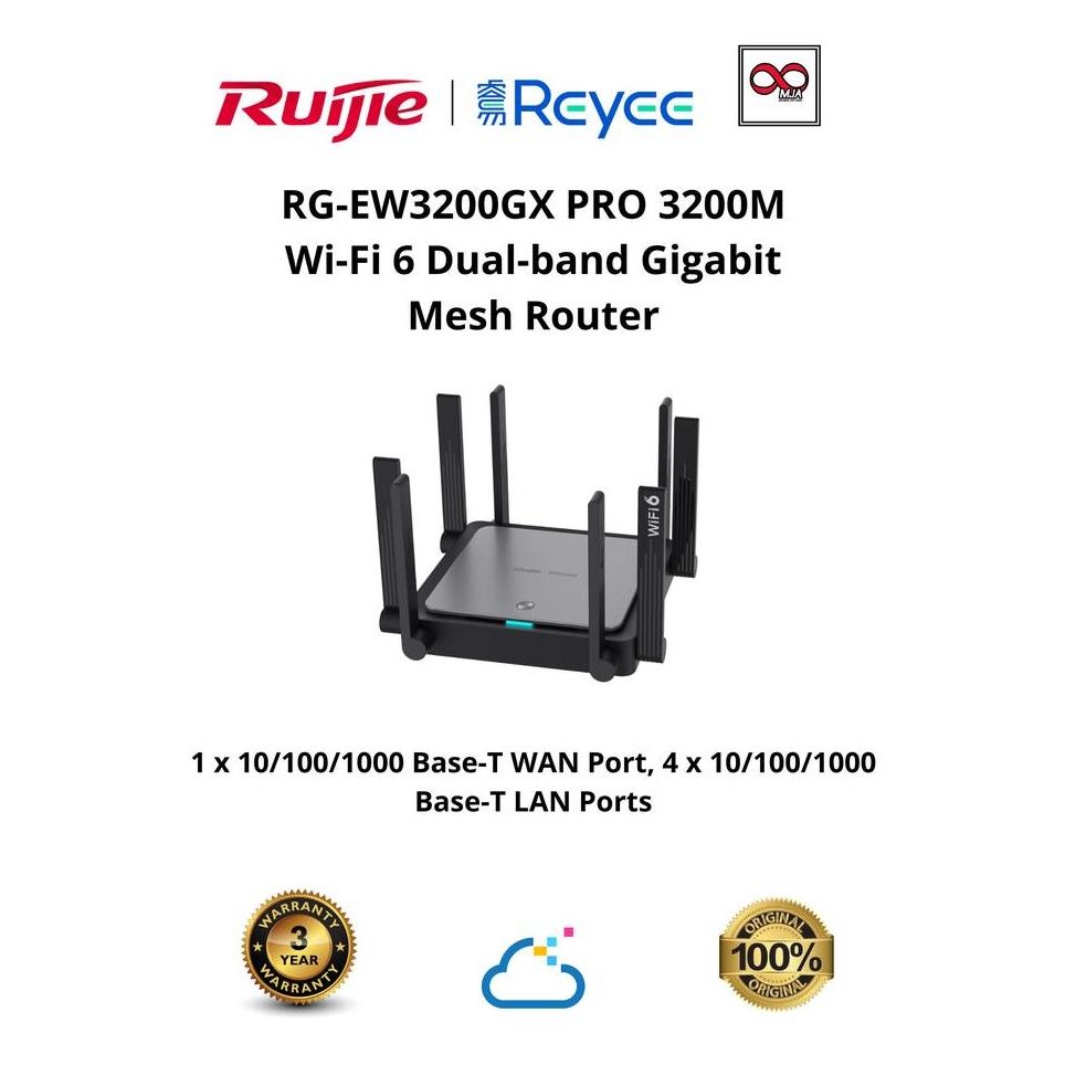 Ruijie Reyee Rg-Ew3200Gx Pro Ax3200 Wifi 6 Gigabit Mesh Router New Stok