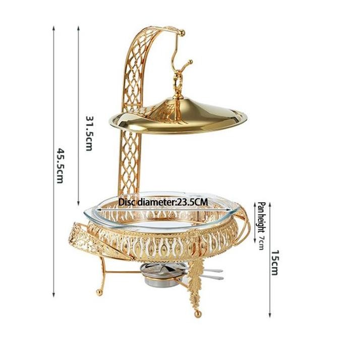 COD Food Warmer Wadah Kaca Tebal Gold /Food Warmer Wadah/Baki Kaca Tebal Gold/ Food Warmer Tutup Gan