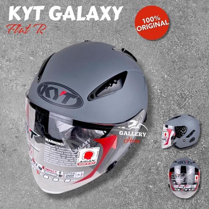 Helm Kyt Galaxy Gorila Grey Flat R | Helm Kyt Visor Flat Grey Doff