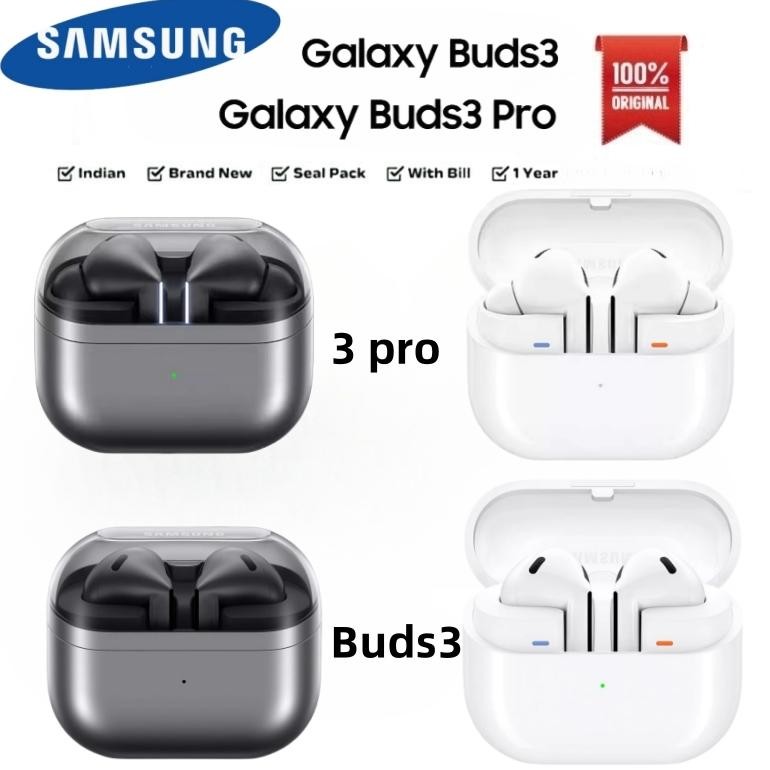 [100% Original] Samsung Galaxy Buds 3 Pro - Silver, Bluetooth Earbuds, Adaptive Noise Control, Hi-Fi