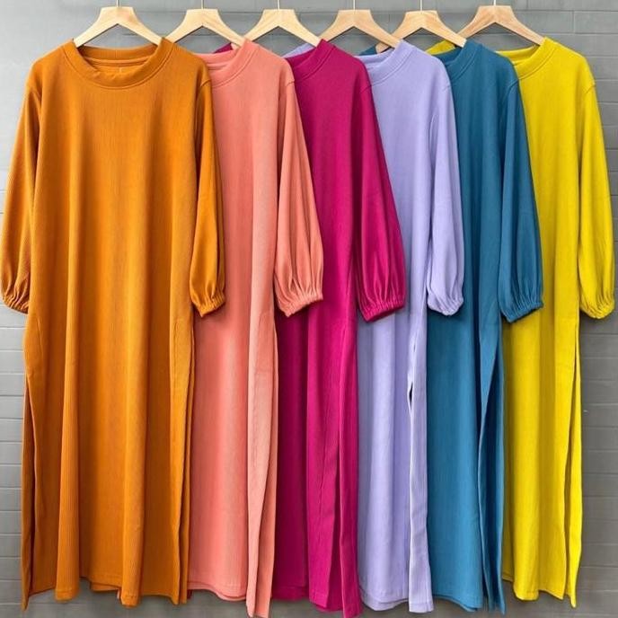 Midi Kaos Knit Hanover Long Tunik Merk Clarke Fit Muslim