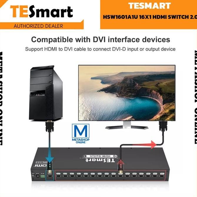 Tesmart Hdmi 2.0 Switch Ultrahd 16X1 Port 16 Input 1 Output 4K@60Hz New Stok