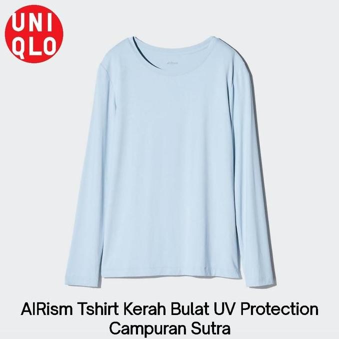 Women Tshirt Kaos Manset Dalaman Airism Uv Protection Crew Neck Uniqlo
