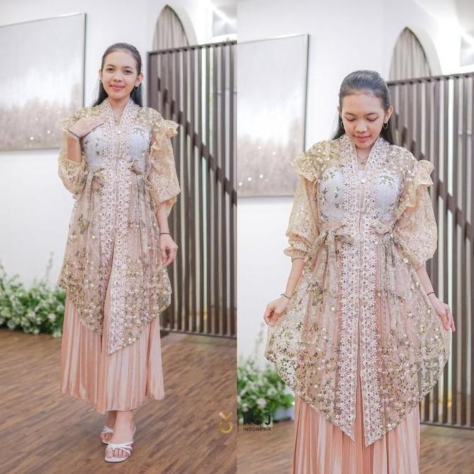 Kcj - Zelmira Outer Tunik Tile Bordir Kombinasi Brukat