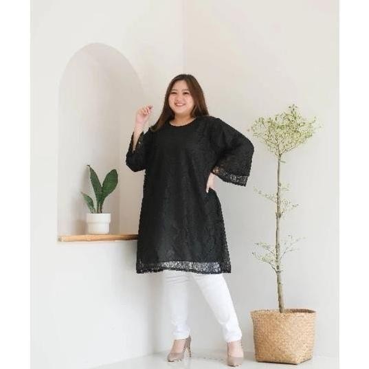 Super Jumbo Tunik Brokat Wanita Brokat Furing Ld 140