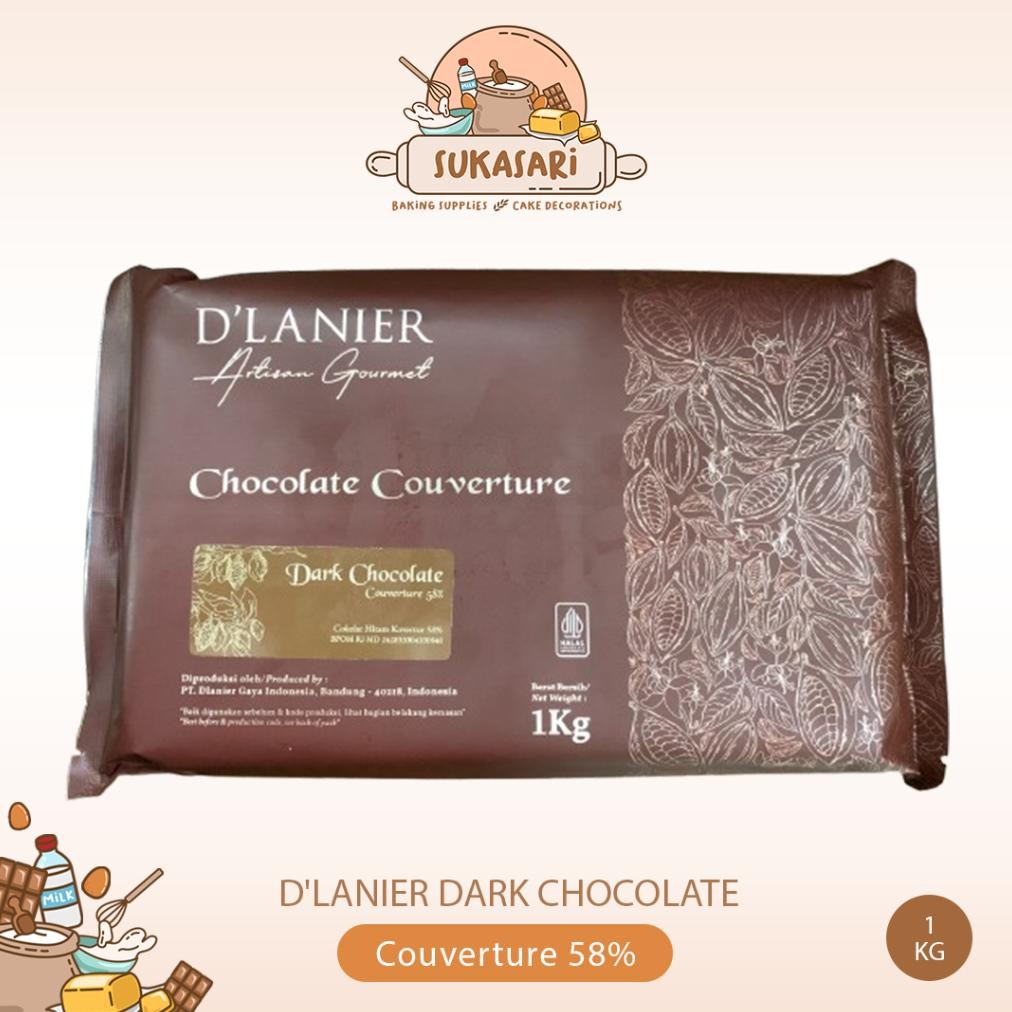 

D'Lanier Dark Chocolate Couverture 58% 1kg / Chocolate batang Coklat Couveture D Lanier SV