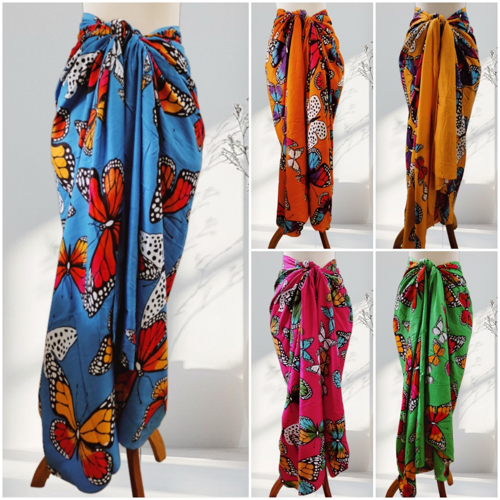 KAIN PANTAI BALI / SARUNG PANTAI MOTIF KUPU KUPU KECIL BAHAN RAYON ADEM