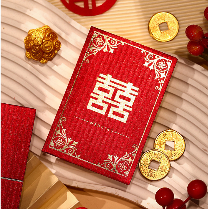 

De Gift Shop Angpao Pernikahan Glitter mini | Hong Bao Shuang Xi | Amplop Merah Pernikahan Glitter (1bgks isi 30pcs)