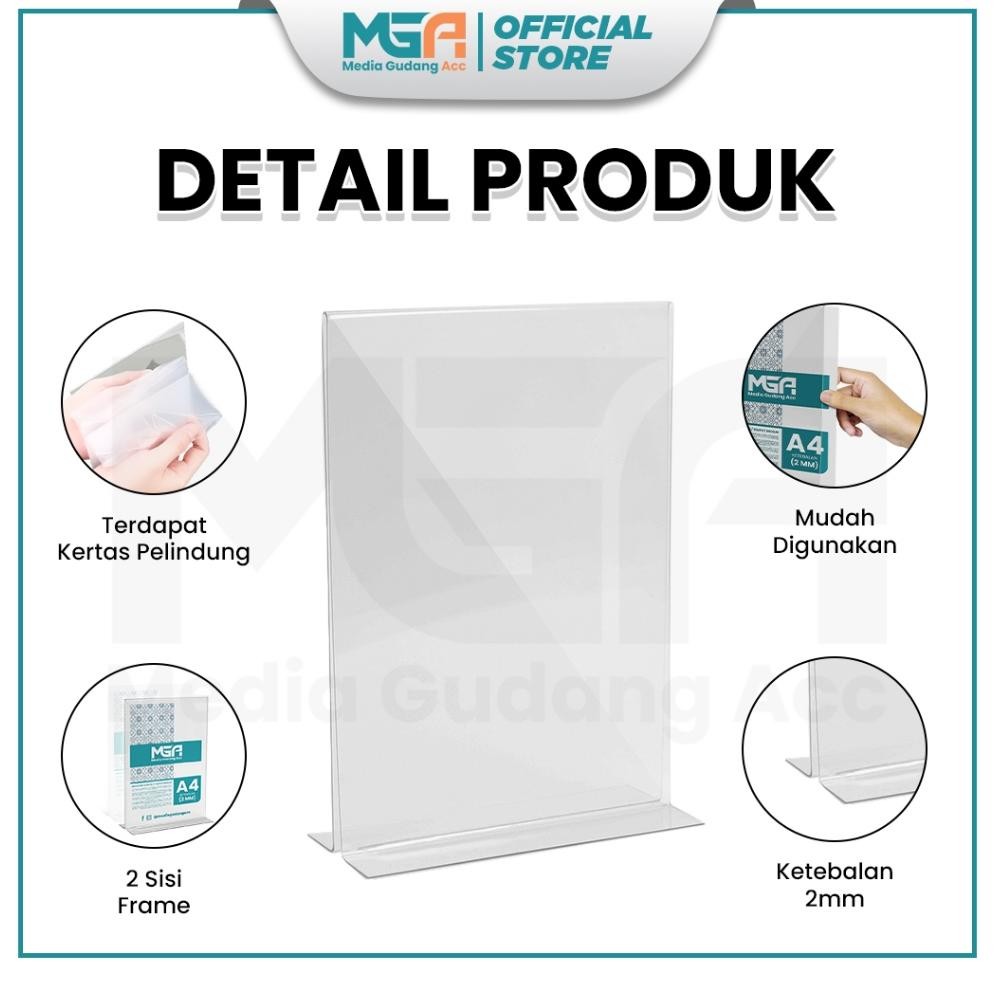 

JH8 Tempat Brosur A4 Potrait 2 Sisi Akrilik 2mm - Tent Holder / Tent Card Stand Display - Desk