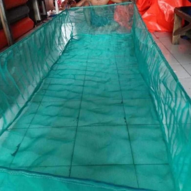 K2105 Keramba hapa 2m x 1m x 0.5m ikan burayak larva anak kain kasa hijau siap pakai tali tambang NI