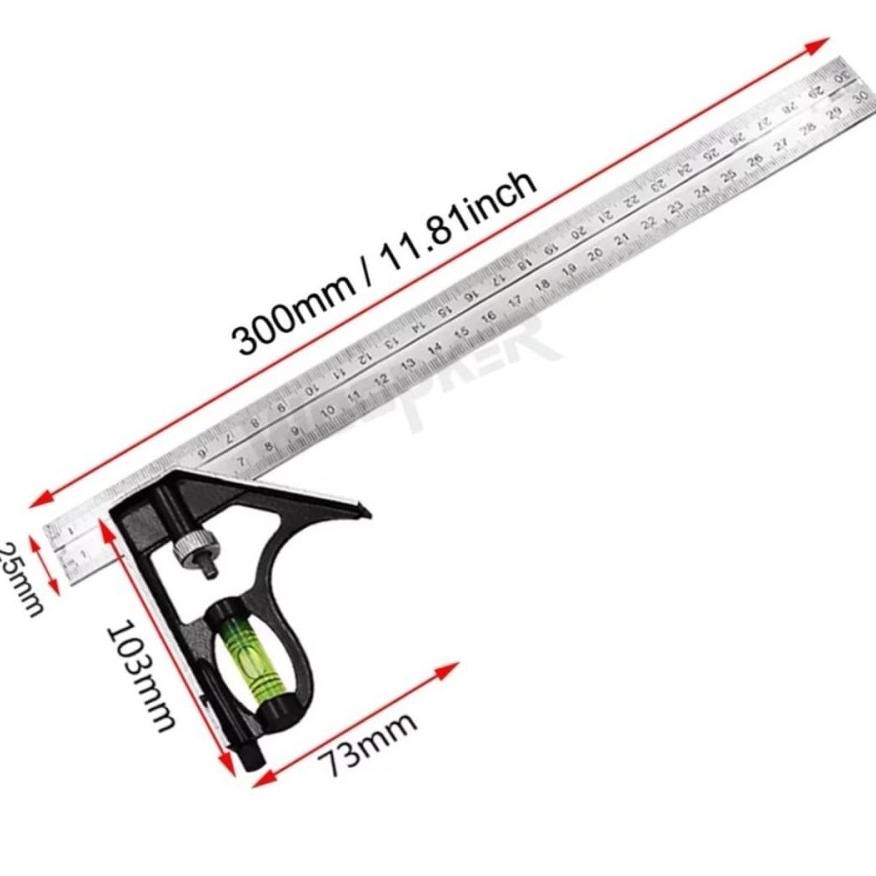 

JH8 Pasekon Penggaris Siku Tukang Waterpass Penggaris Siku Lantai Jendela Sudut Ruangan 30 CM
