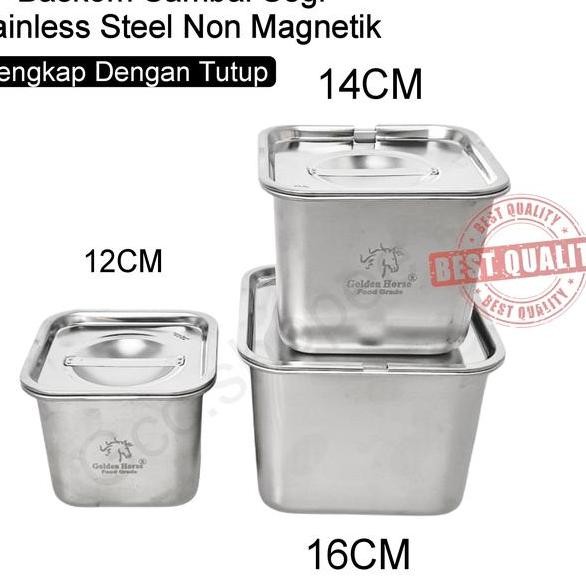 Food Box Container Wadah Makanan Stainless Steel Non Magnetik Lengkap Tutup Tempat Cabe Kecap Minyak