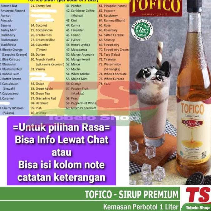 

Sirup Tofico / Syrup Tofico Botol Refill 1000Ml Berbagai Rasa