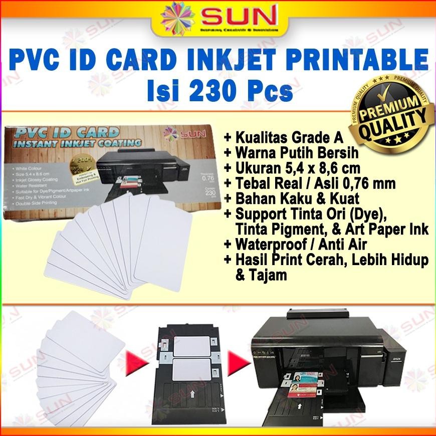 

JH8 Inkjet PVC ID Card Grade A 0,76 White uk 8.6 x 5.4 cm isi 230 ( Kertas PVC ID Card Inkjet Printable untuk Tray Id Card L8050 L805, T60, L850, R230 )( Support epson ori 673 /dye/pigment/art paper ink )
