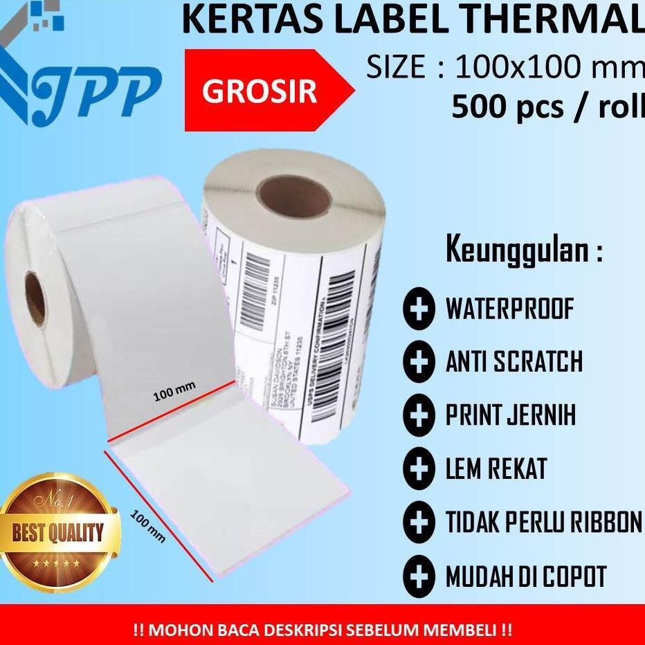 

JH8 KERTAS LABEL THERMAL STIKER BARCODE 100X100 LABEL RESI 500PCS TERMURAH BERKUALITAS