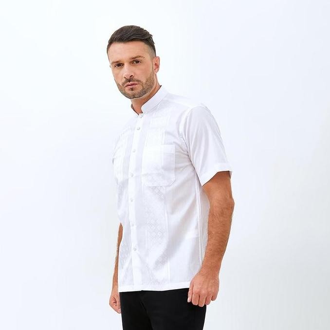 Alisan Koko Bordir Lengan Pendek Putih Kboko00140Putihss