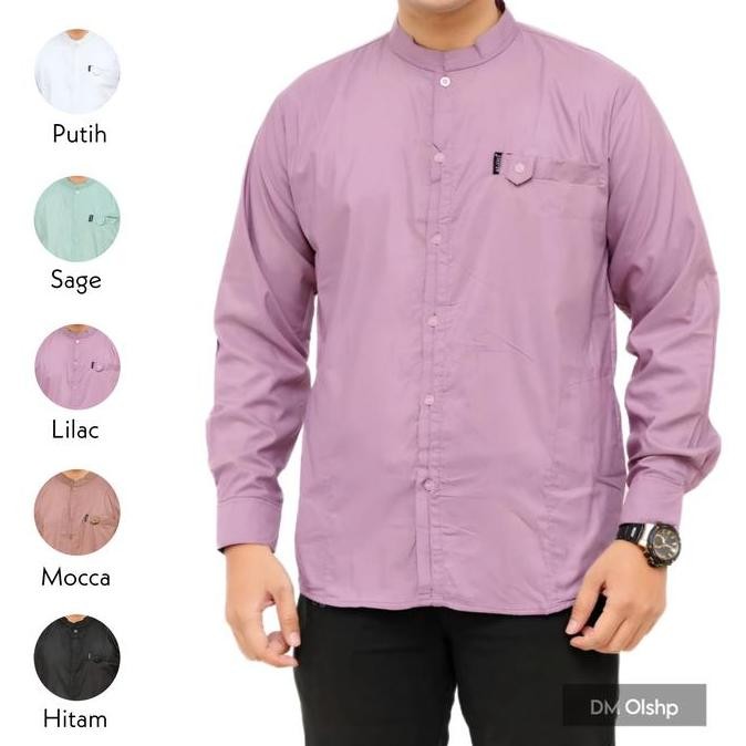 Kemeja Koko Pria Dewasa Panjang Motif Albino Lilac