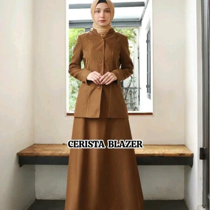 Seragam PNS wanita Khaki tua set Rok A (228/tipis)