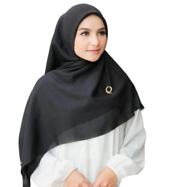 Kerudung Segi Empat Hijab Elzahra Paris 120 Square Wanita Hitam Syari Basic Voal