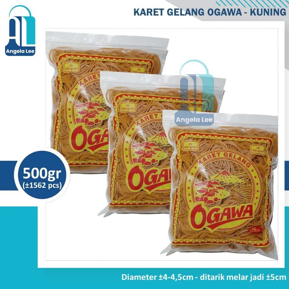 HJK Karet Gelang Kuning Ogawa @500gram ikat duit uang plastik barang dapur