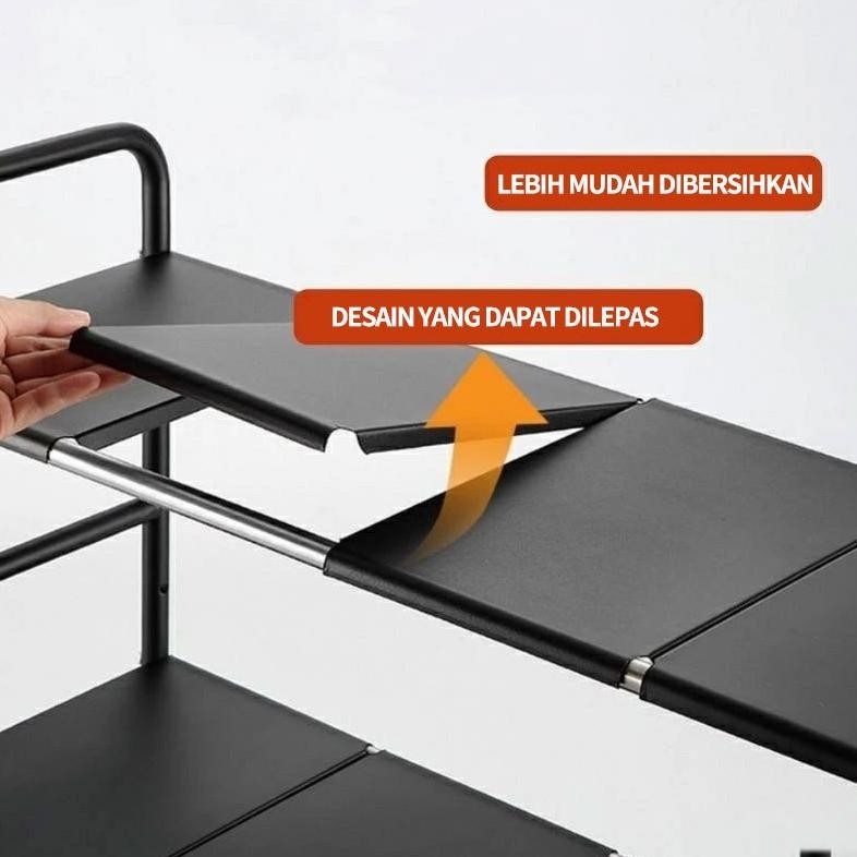 HJK Rak Penyimpanan Dapur Rak lemari dapur Under Sink Rack  Rak Bawah Sinki Boleh Dipanjan Stainless