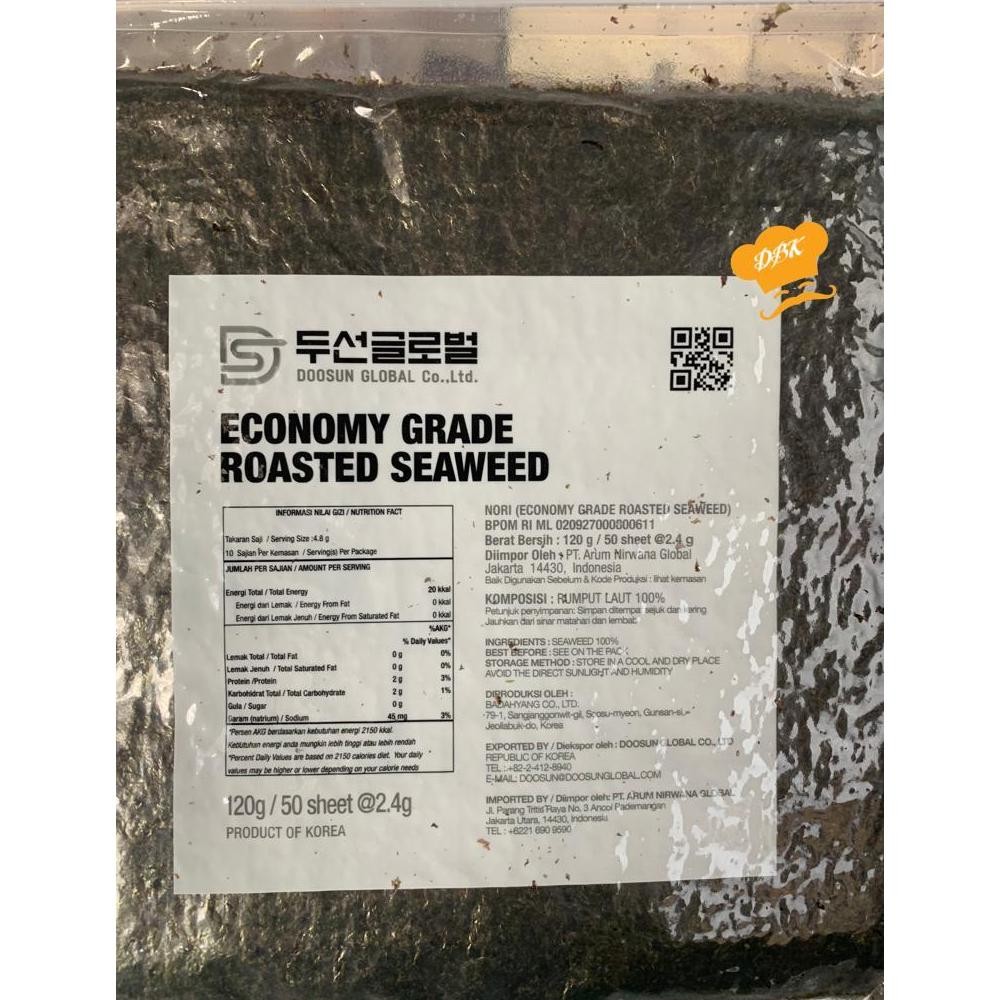 

Heatshrin Sushi Nori Manjun Economy Seaweed Rumput Laut 50S 19X21Cm 115Gr Dbk He-87