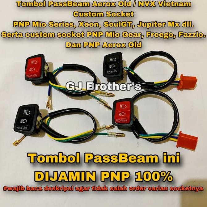 Tombol Pass Beam / PassBeam Aerox NVX Vietnam Custom Socket PNP Mio