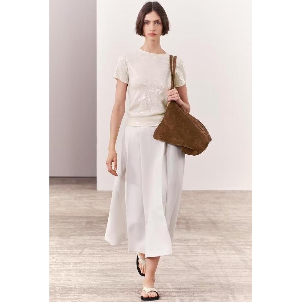 AB974798 Rok Panjang Midi Skirt Pesta Plisket Lipit Pleated Wanita Korea t Grey White Abu Putih Polo